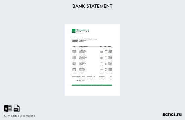 цифровая загрузка Иордания Каир Амман шаблон Excel банковской выписки